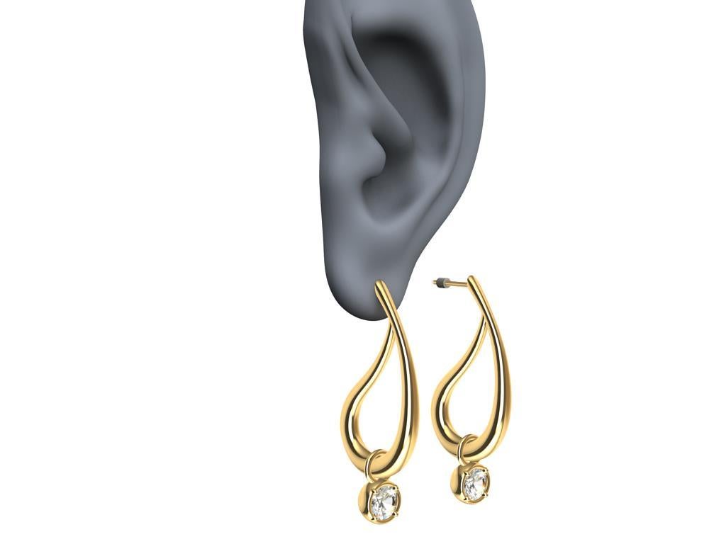 18 Karat Yellow Gold GIA Diamond Paisley Teardrop Earrings In New Condition For Sale In New York, NY