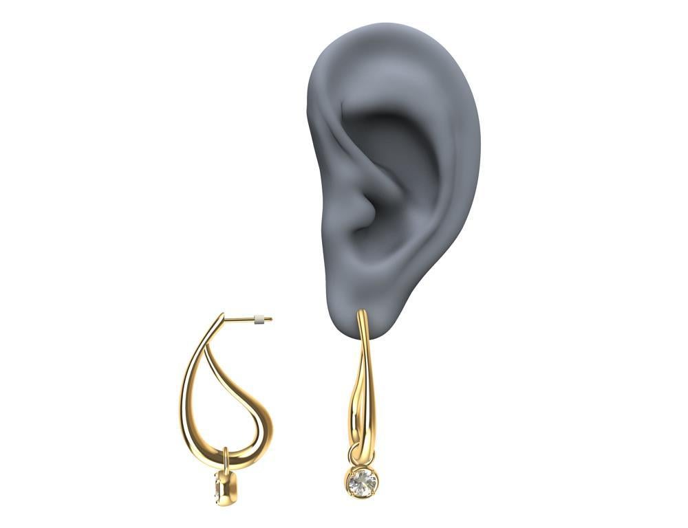 Women's 18 Karat Yellow Gold GIA Diamond Paisley Teardrop Earrings For Sale