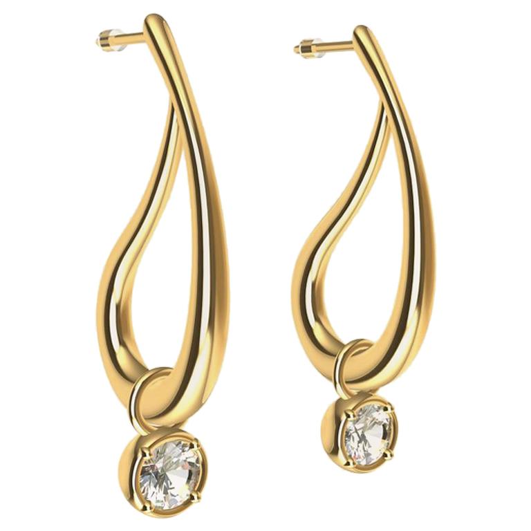 18 Karat Yellow Gold GIA Diamond Paisley Teardrop Earrings For Sale