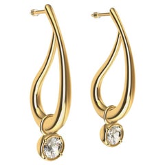 18 Karat Yellow Gold GIA Diamond Paisley Teardrop Earrings