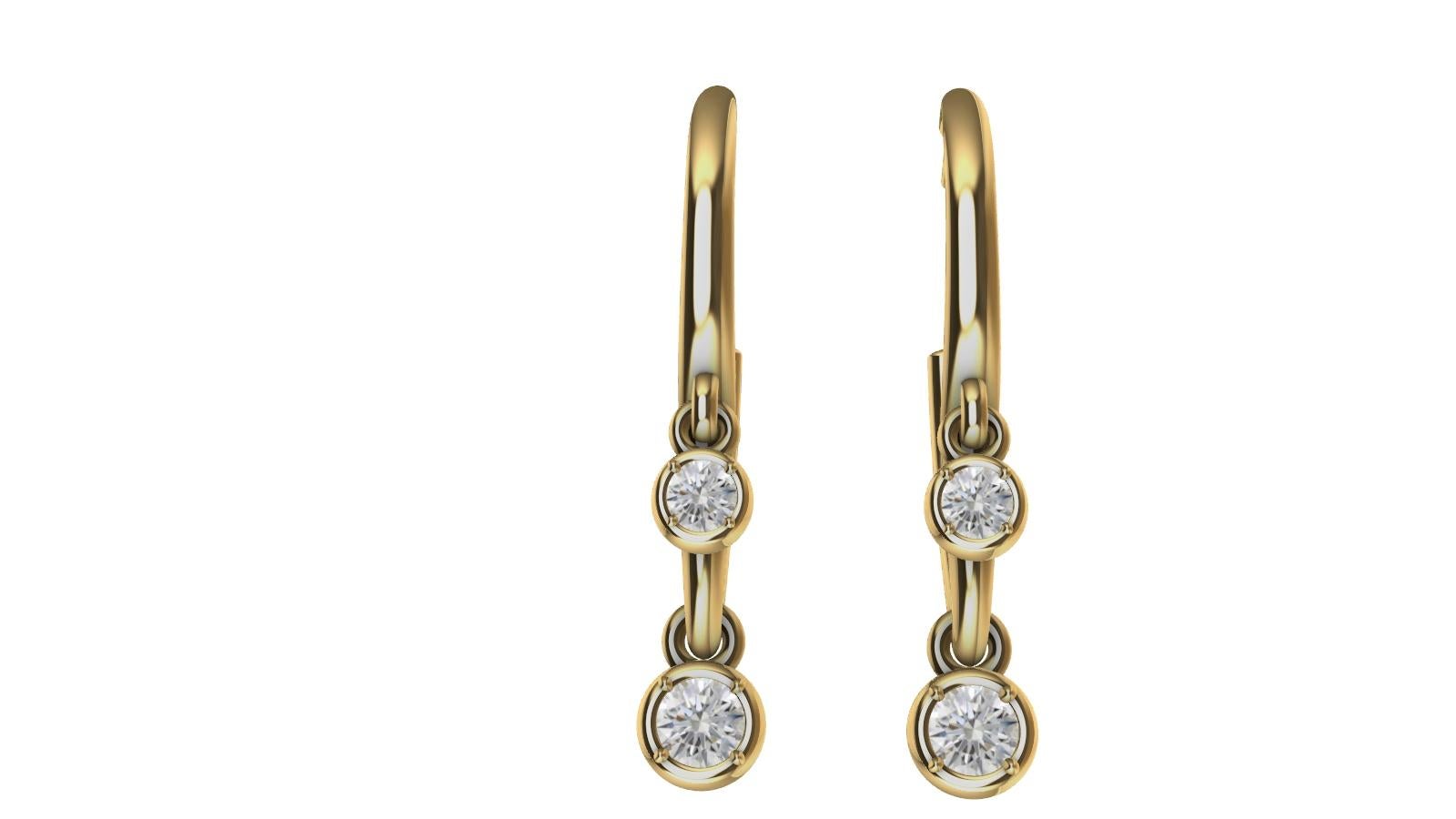 18 Karat Yellow Gold Dangle Diamond Hoops, Tiffany designer , Thomas Kurilla has created this 