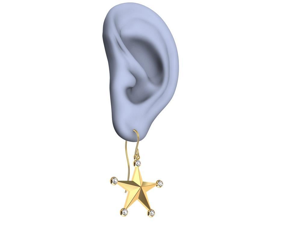 18 Karat Gelbgold GIA Diamant-Stern-Ohrringe (Zeitgenössisch) im Angebot