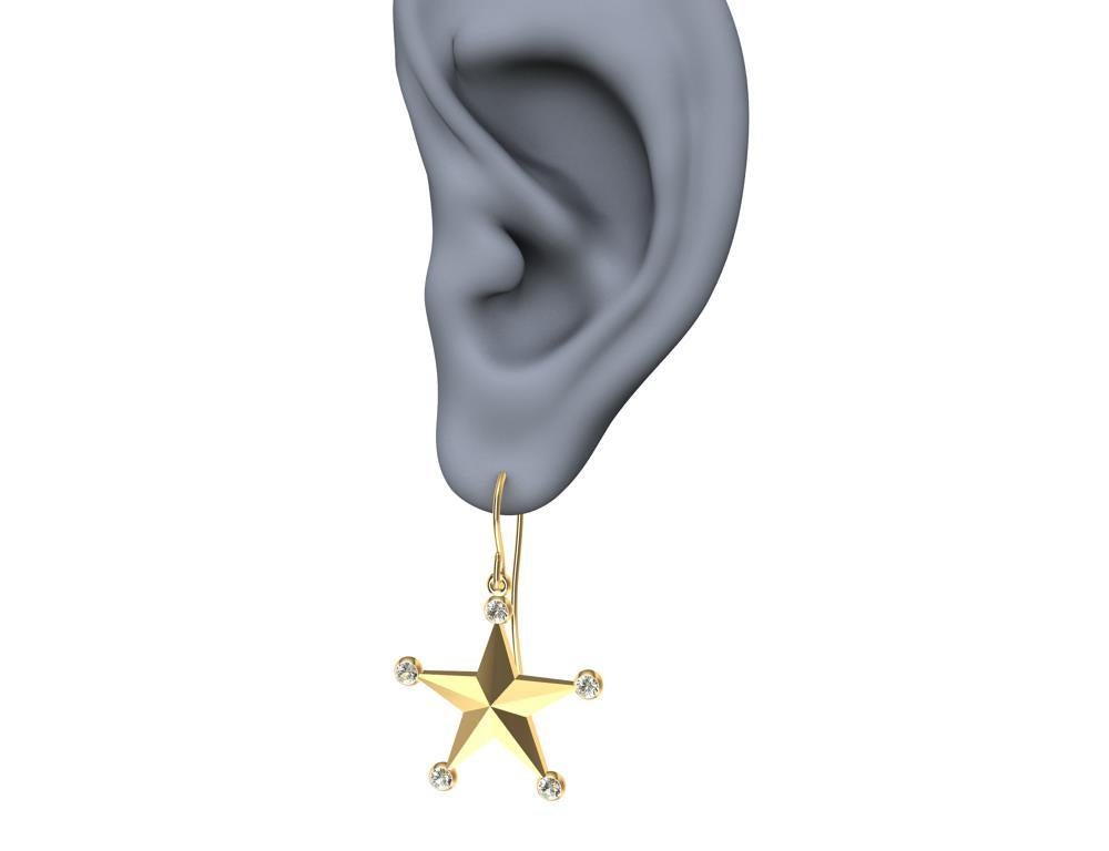 18 Karat Gelbgold GIA Diamant-Stern-Ohrringe Damen im Angebot