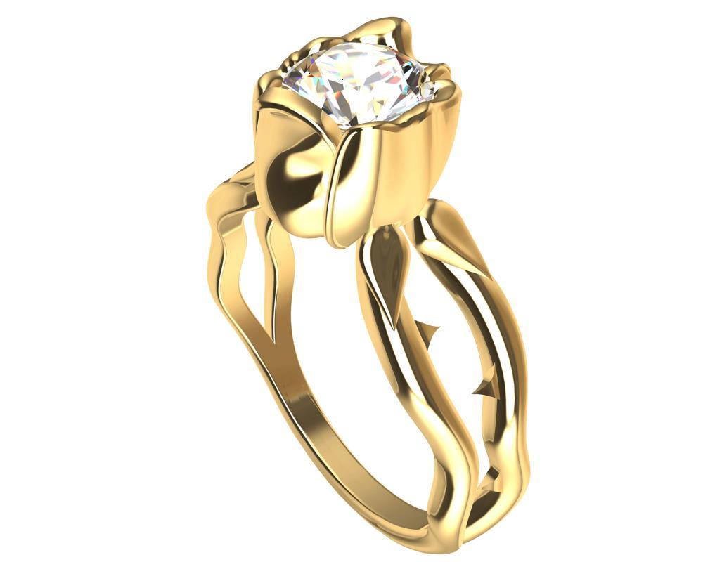 For Sale:  18 Karat Yellow Gold GIA Rose Diamond Engagement Ring 2
