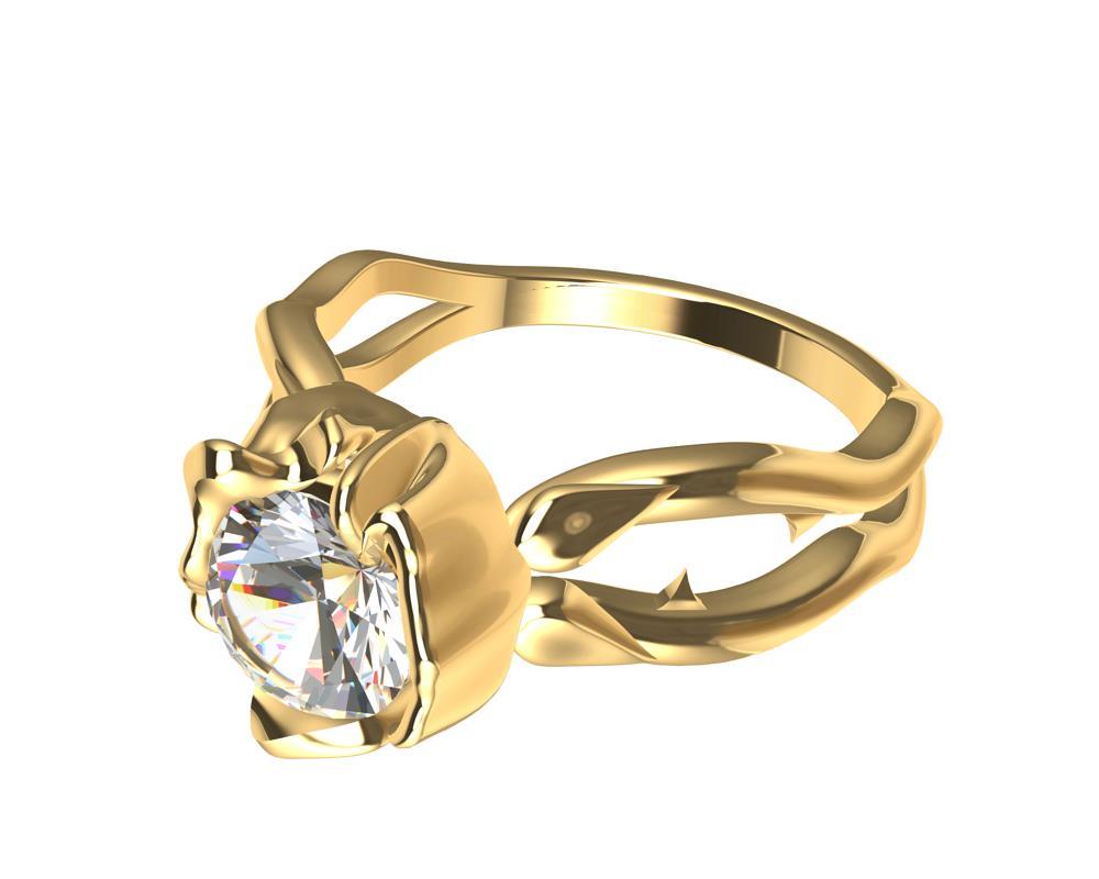 Im Angebot: Verlobungsring aus 18 Karat Gelbgold mit GIA-Rosen-Diamant () 3