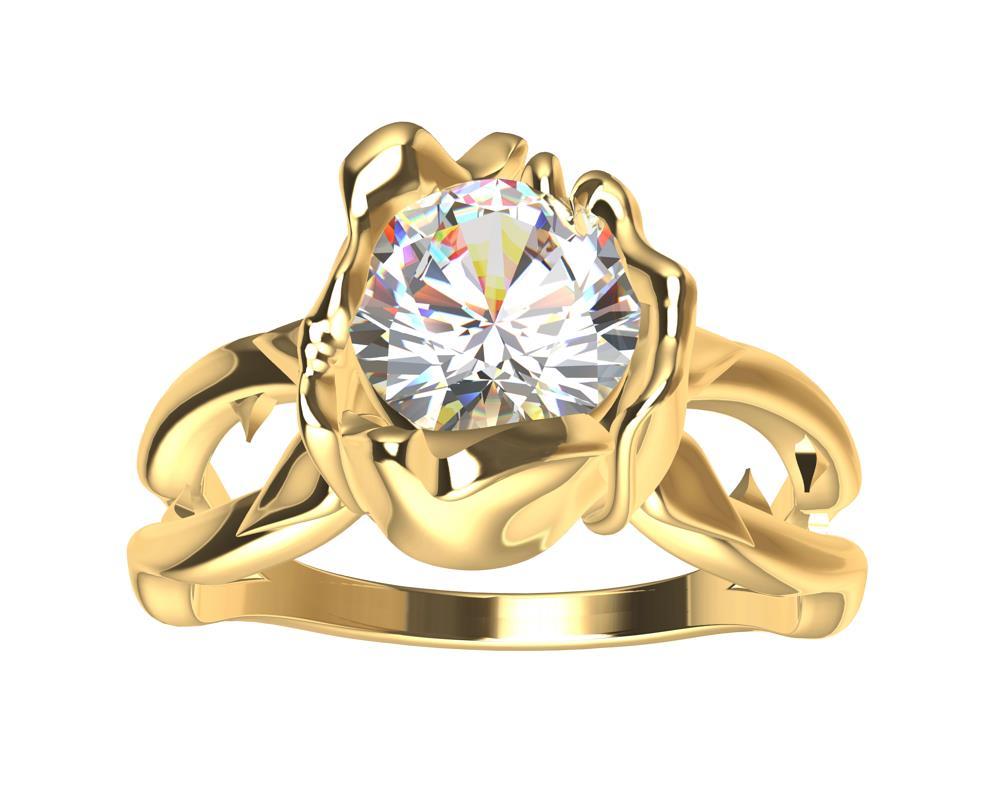 For Sale:  18 Karat Yellow Gold GIA Rose Diamond Engagement Ring 5