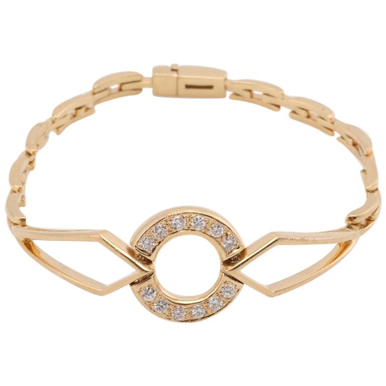 18 Karat Yellow Gold Gianni Caritá Diamond Circle Bracelet For Sale