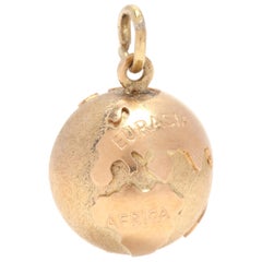 18 Karat Yellow Gold Globe Charm or Pendant