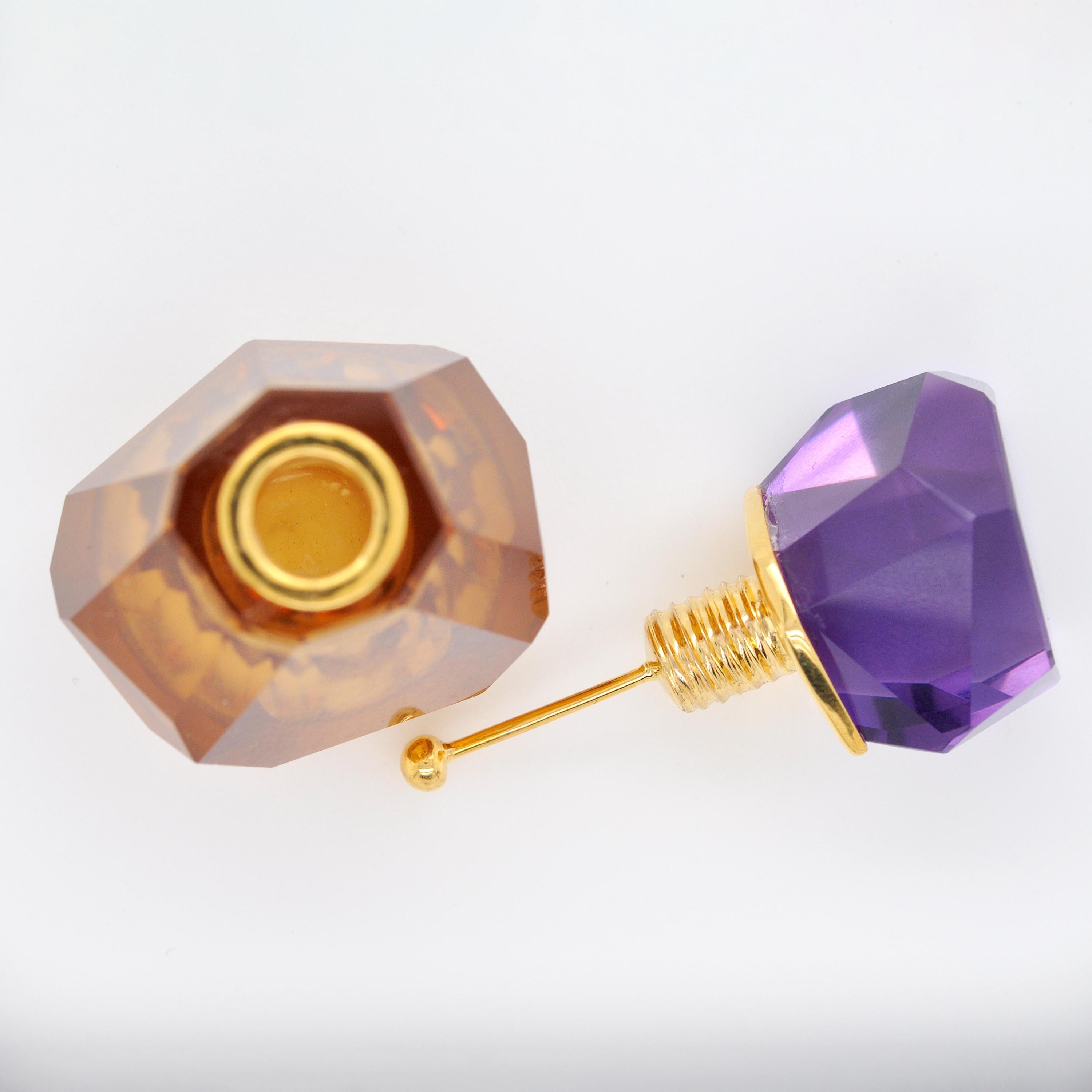 18 Karat Yellow Gold Golden Quartz Amethyst Faceted Beautiful Perfume Bottle  In New Condition For Sale In Jaipur, Rajasthan