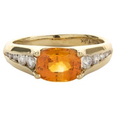 18 Karat Yellow Gold Golden Sapphire and Diamond Ring