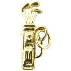 18 Karat Yellow Gold Golf Clubs Charm