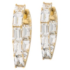 18 Karat Yellow Gold Gossip Rock Crystal Heart Hoop Earrings by Goshwara