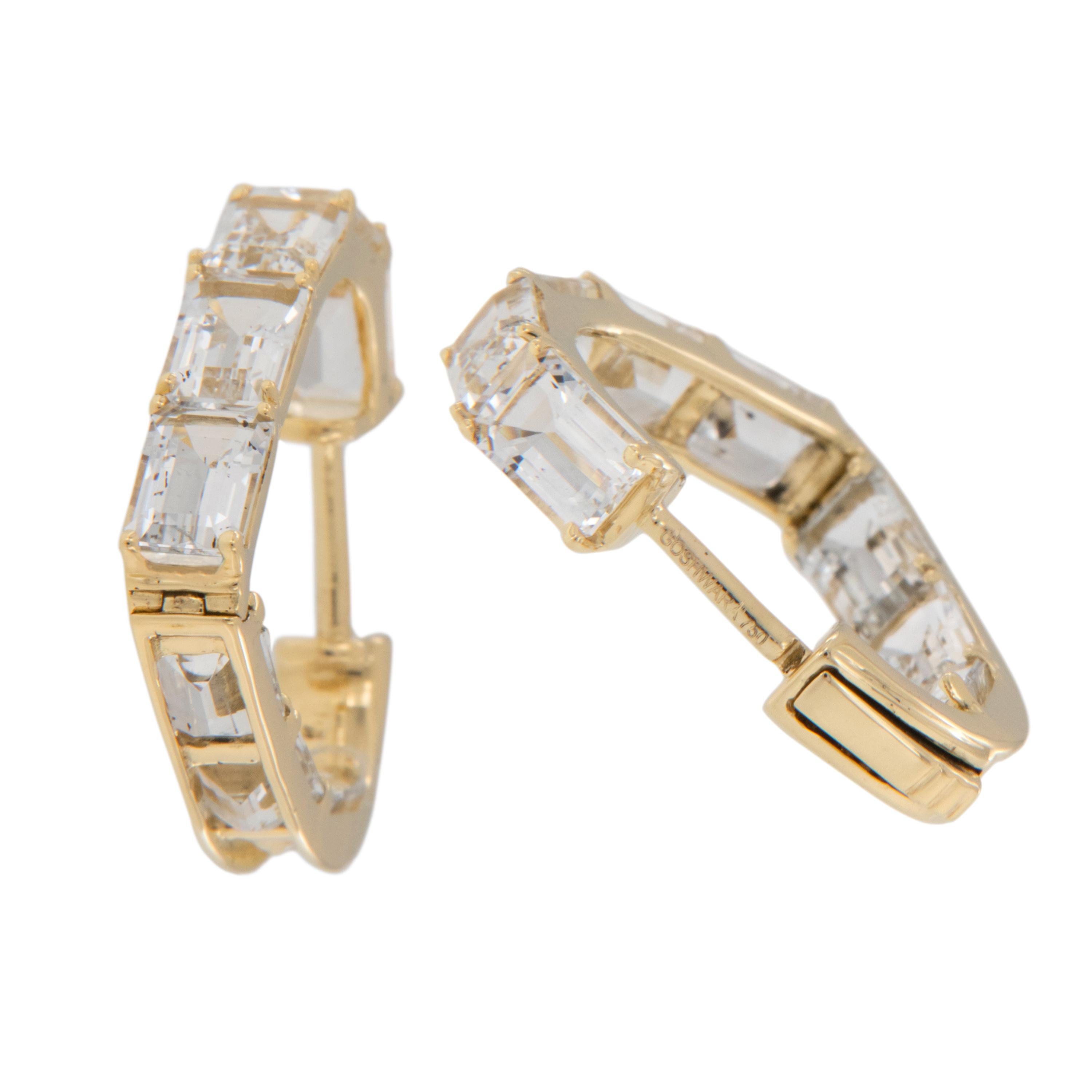 Contemporary 18 Karat Yellow Gold Gossip Rock Crystal Heart Hoop Earrings by Goshwara For Sale