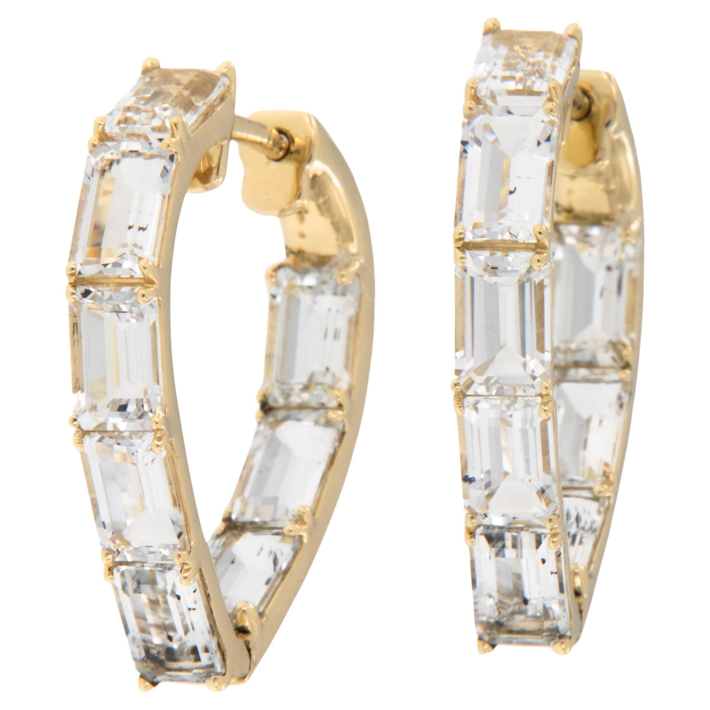 18 Karat Yellow Gold Gossip Rock Crystal Heart Hoop Earrings by Goshwara