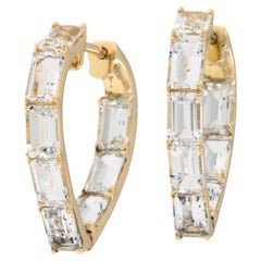 18 Karat Yellow Gold Gossip Rock Crystal Heart Hoop Earrings by Goshwara