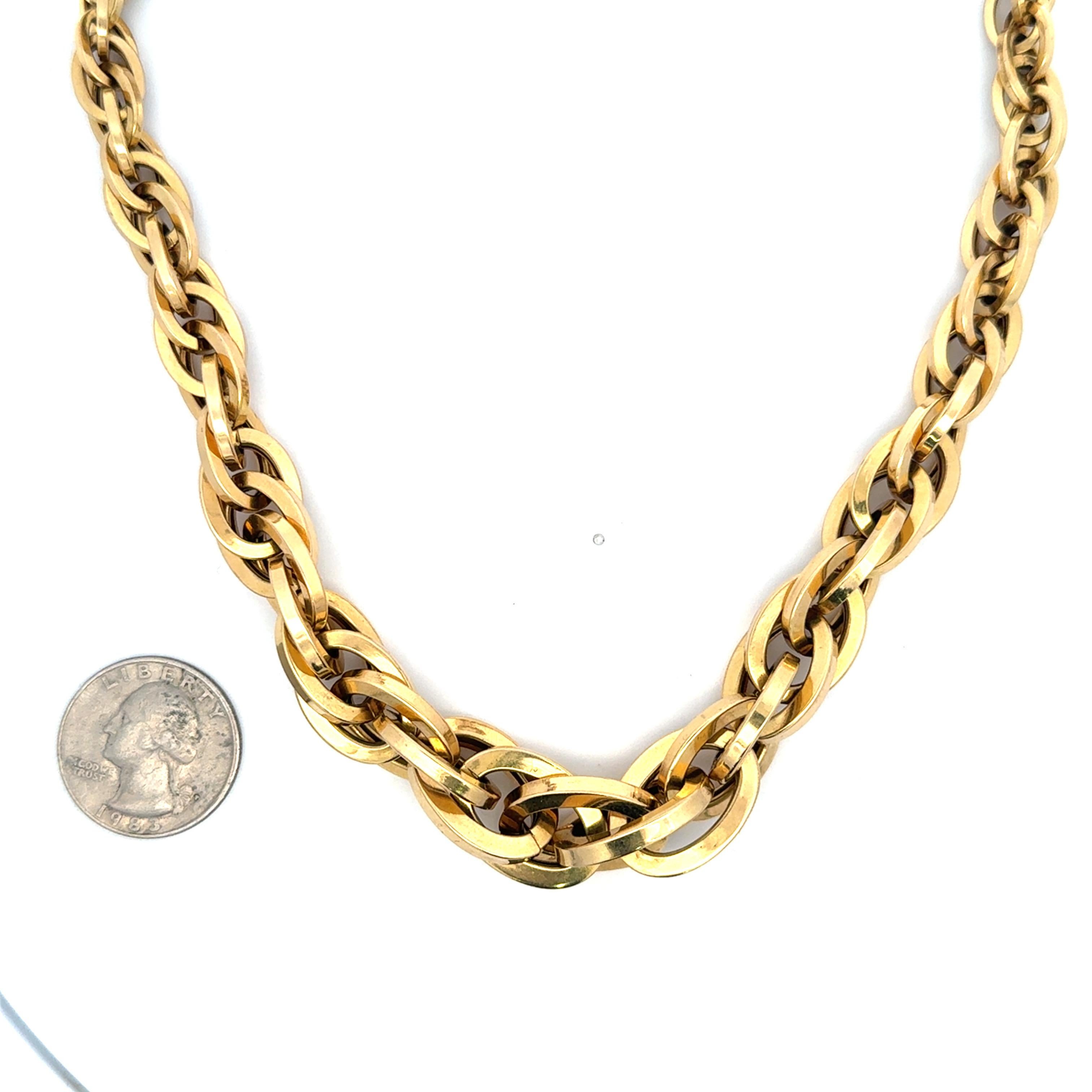 Collana a maglie ovali graduate in oro giallo 18 carati 55,24 grammi 17