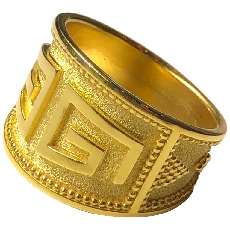 Collections 18 Karat Yellow Gold Greek Key Design Ring For