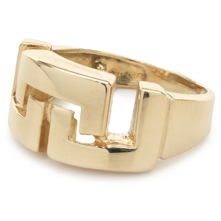 18 Karat Yellow Gold Greek Key Ring For Sale at 1stDibs