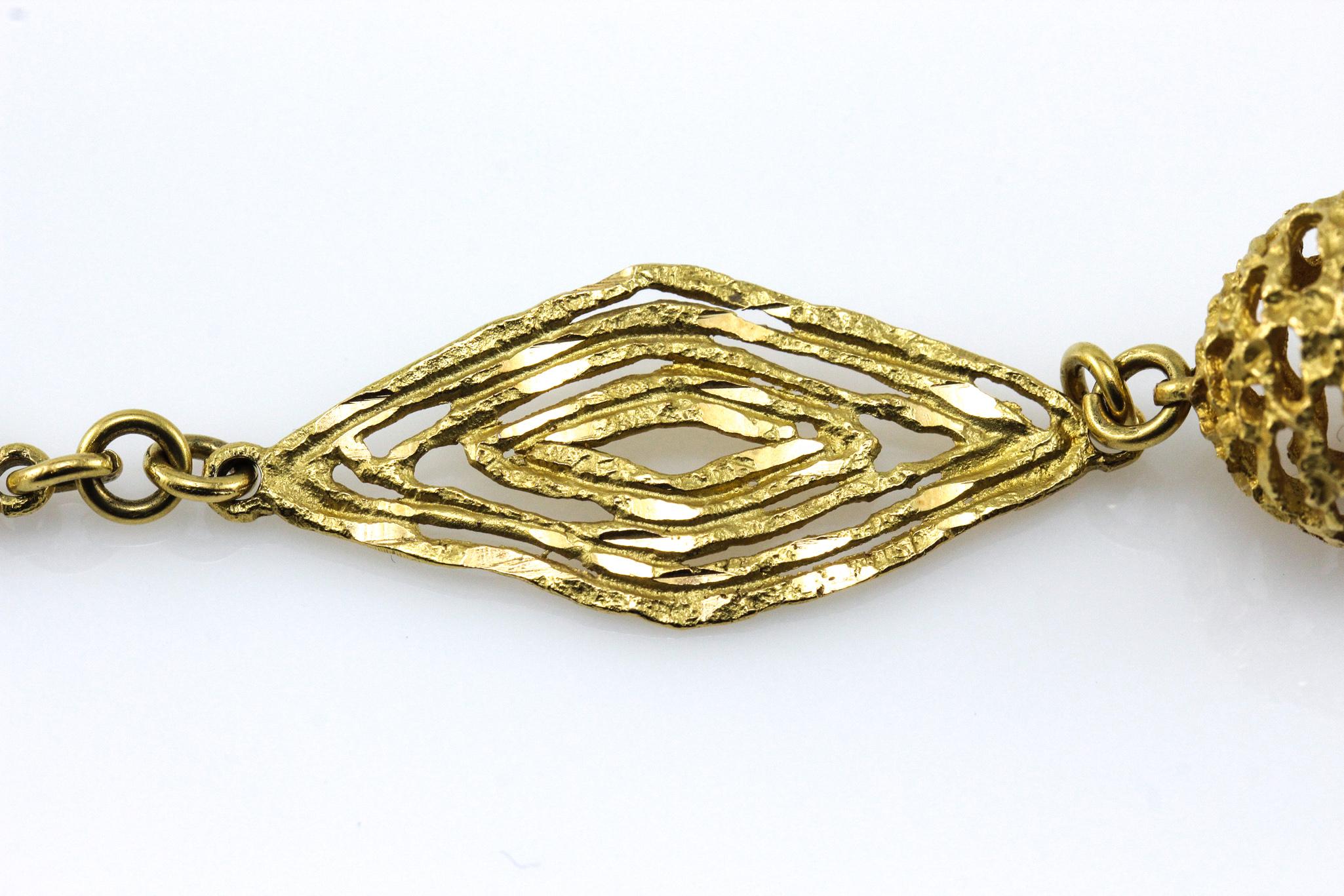 18 Karat Yellow Gold Greek Motif Long Necklace In Good Condition In Boca Raton, FL