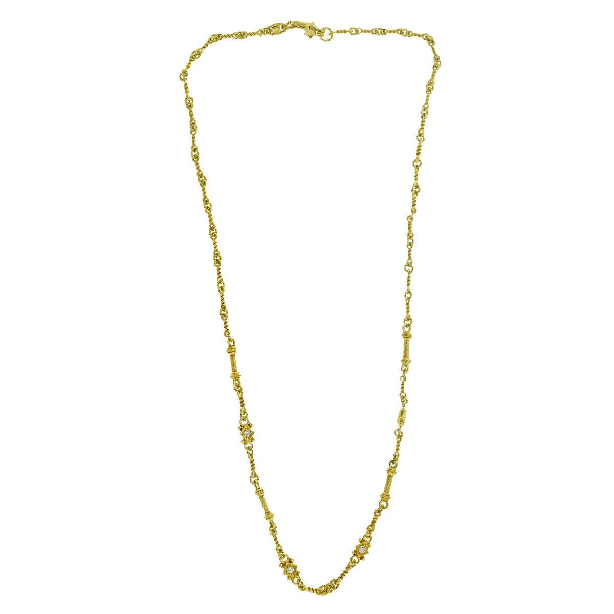 Company-N/A
Style-Greek Style Diamond Chain Necklace Approx 0.12 TCW
Metal-18k Yellow Gold
Chain Length-17