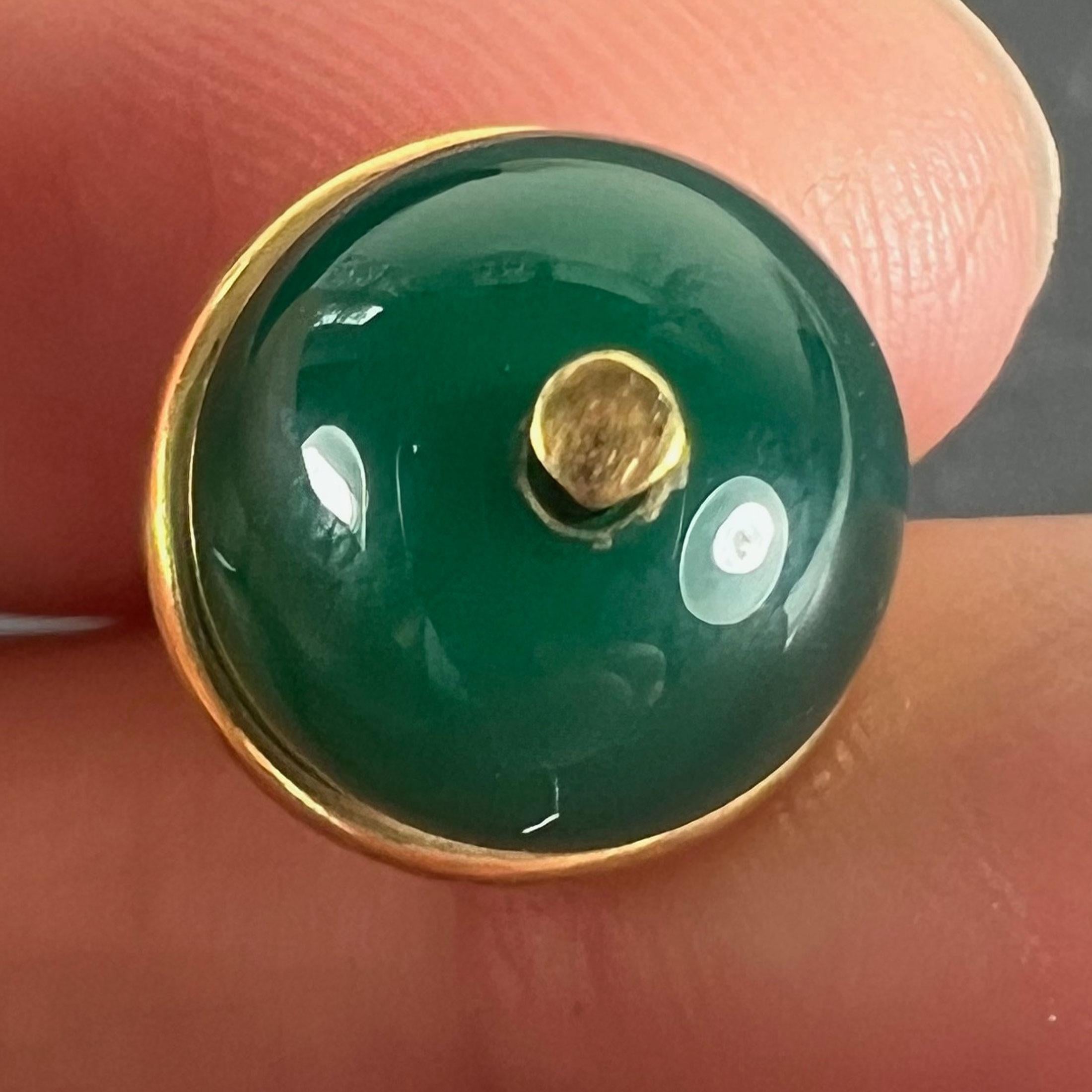 Pendentif sphère en agate verte en or jaune 18 carats en vente 2