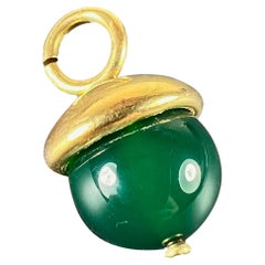 Colgante Esfera de Ágata Verde de Oro Amarillo de 18 Kilates