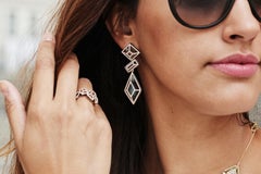 18 Karat Yellow Gold Green Amethyst White Diamonds Earrings Aenea Jewellery