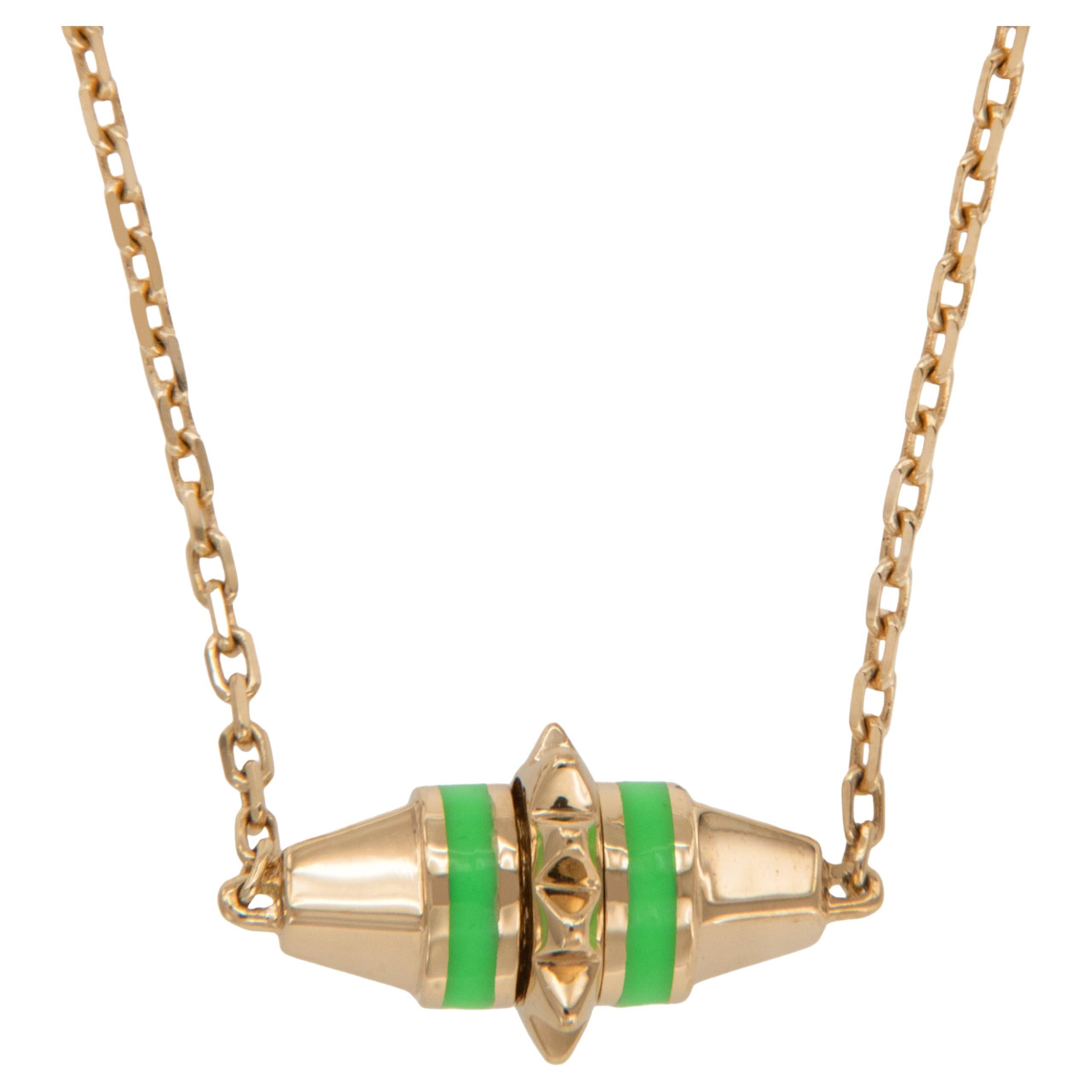 Collier Hab El Greene 
Greene en or jaune 18 carats avec céramique verte et teintes estivales en vente