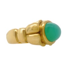 18 Karat Yellow Gold Green Onyx Ring