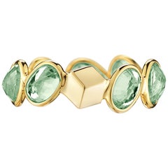 18 Karat Yellow Gold Green Sapphire, 4.86 Carat Ombre Ring