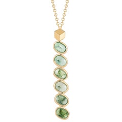 Paolo Costagli 18 Karat Yellow Gold Green Sapphires Ombré Pendant Necklace