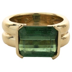 18 Karat Gelbgold Ring mit grünem Turmalin