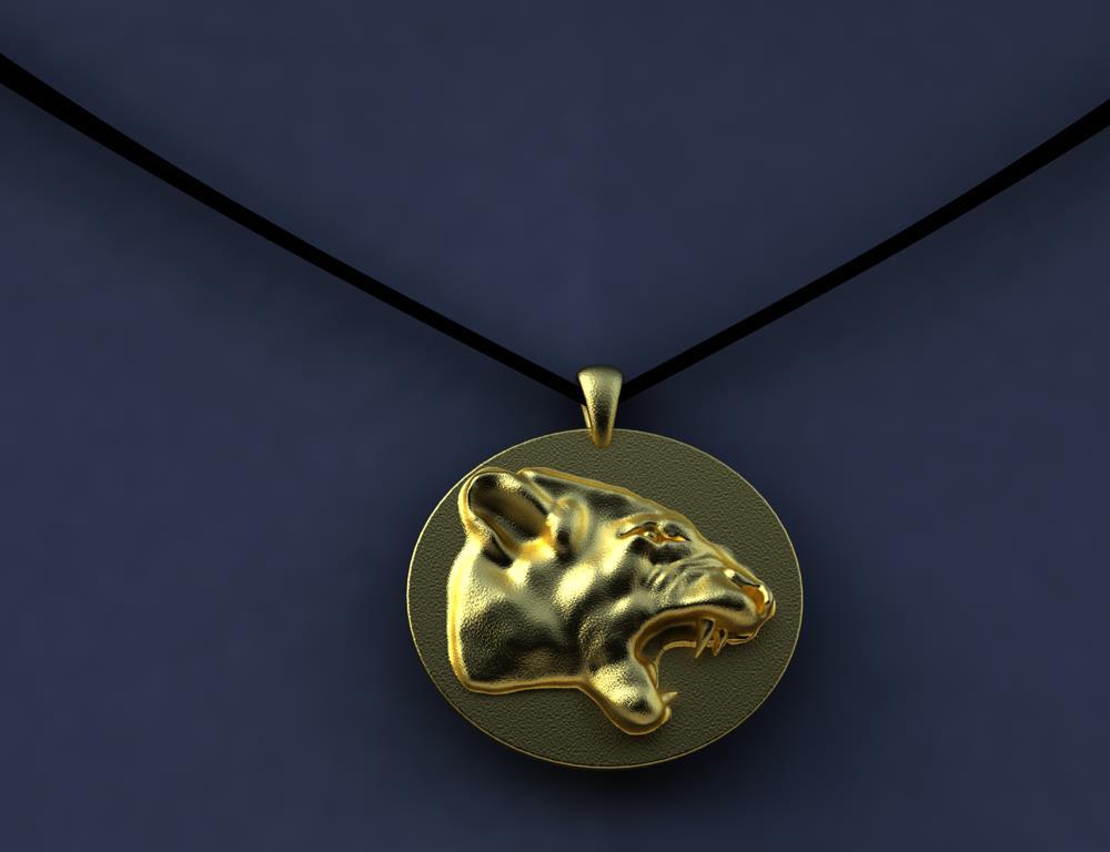 Contemporary 18 Karat Yellow Gold Growler Panther Pendant Necklace For Sale