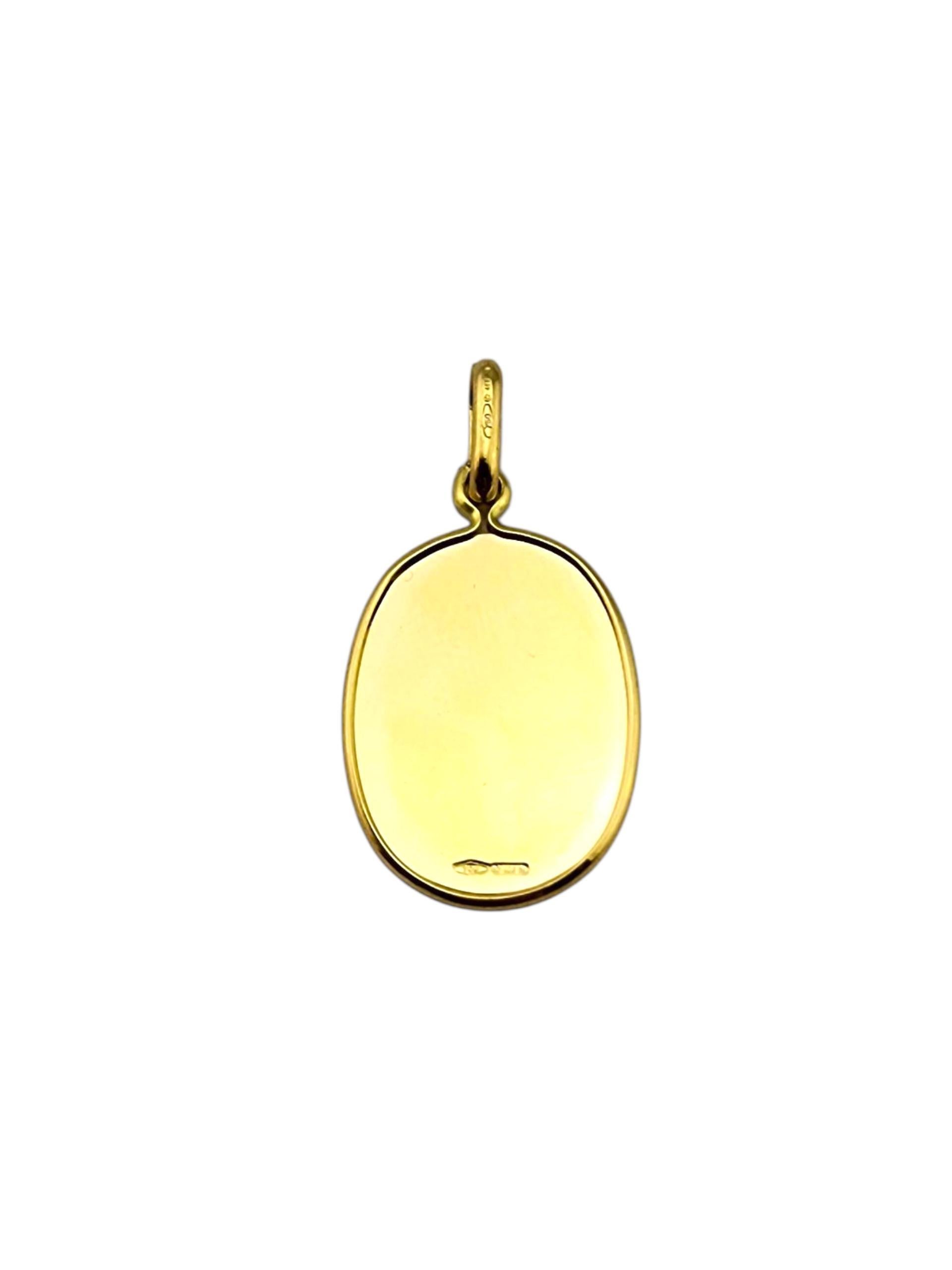 Contemporain Pendentif ovale en or jaune 18 carats Ange gardien #23292 en vente