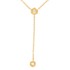 18 Karat Yellow Gold Gumuchian Mini "B" Bee Y 0.25 Cttw Diamond Drop Necklace