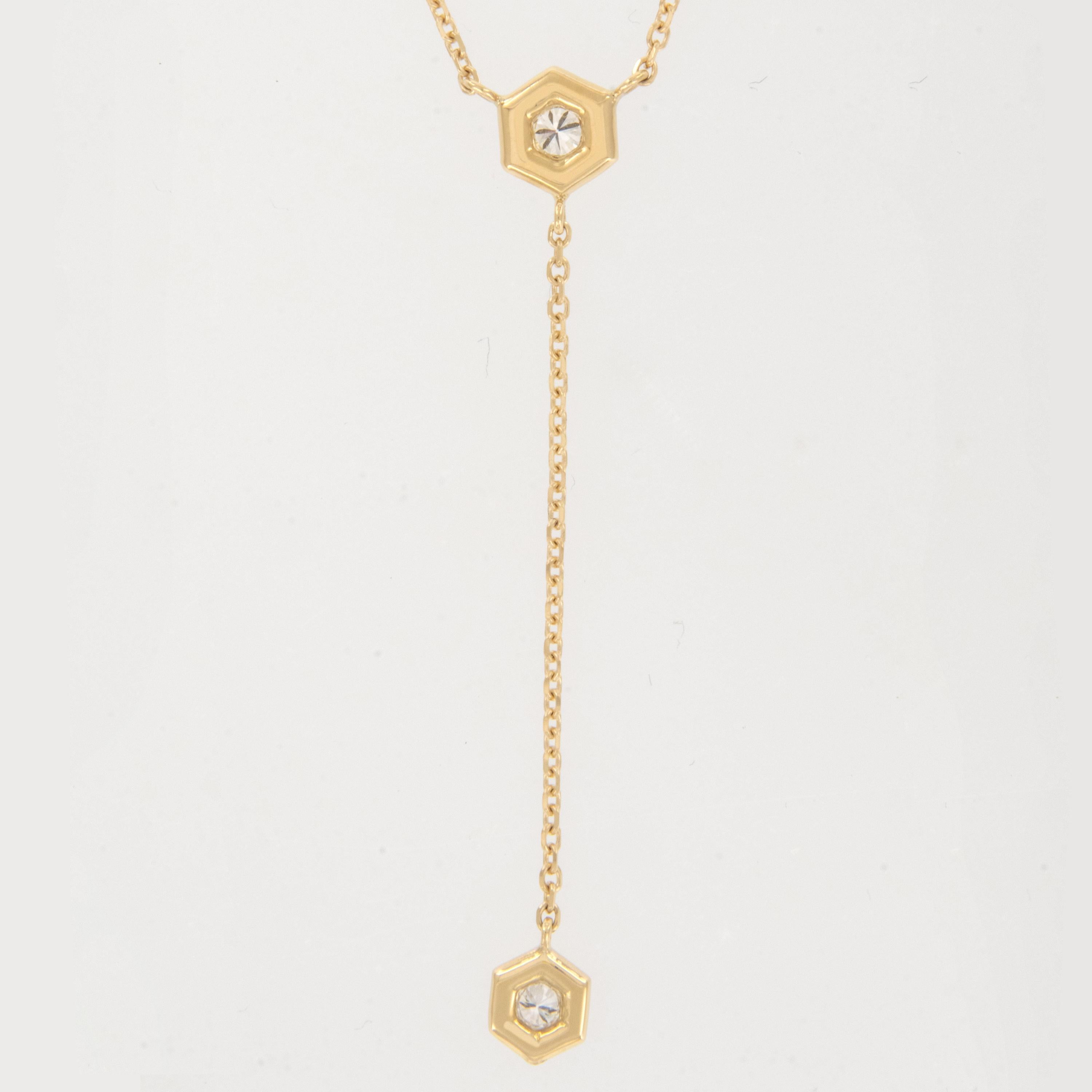 Taille ronde Collier en or jaune 18 carats Gumuchian Mini 