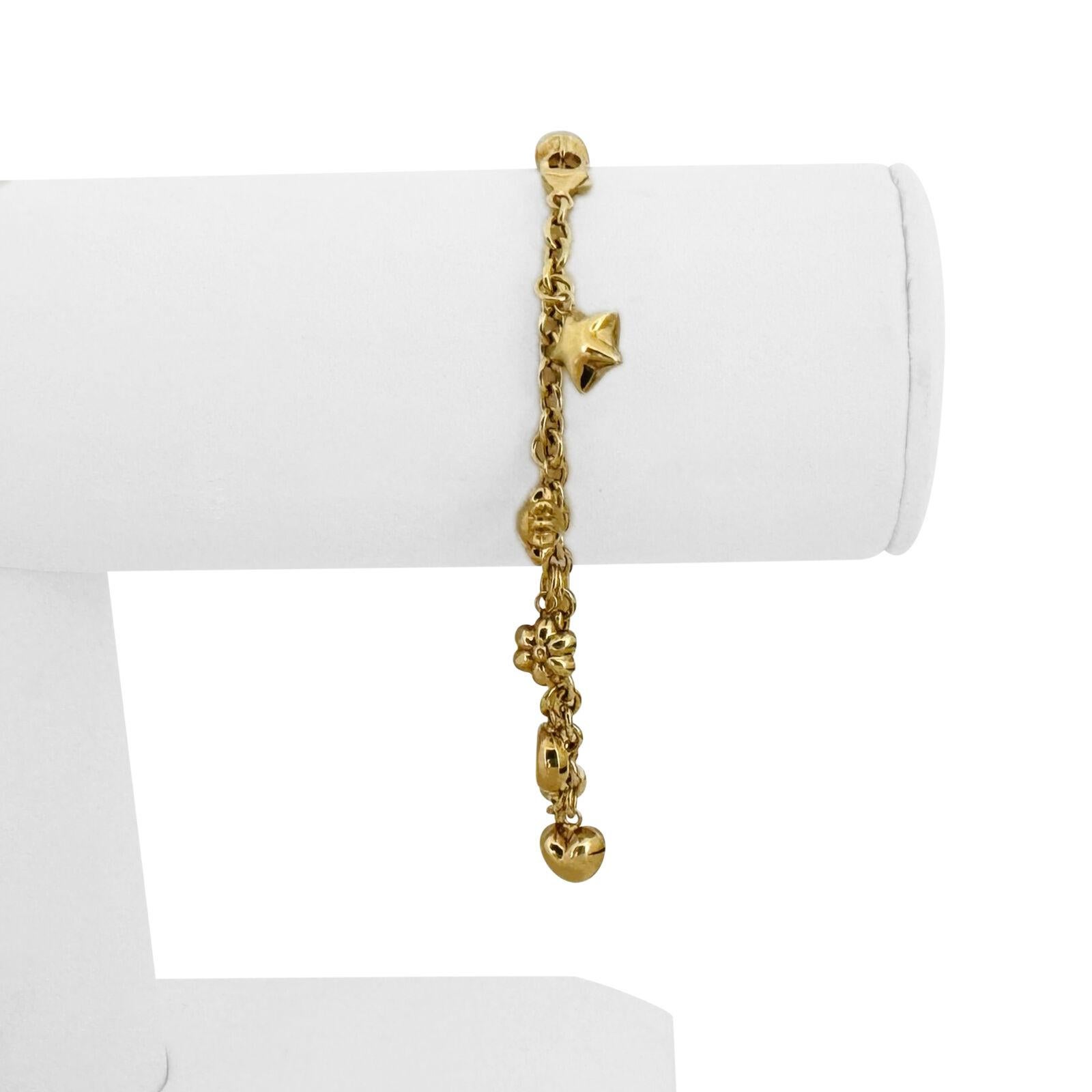 18k Gelbgold 6g Hälfte Armreif Hälfte Kette Charme Armband Italien 6,75