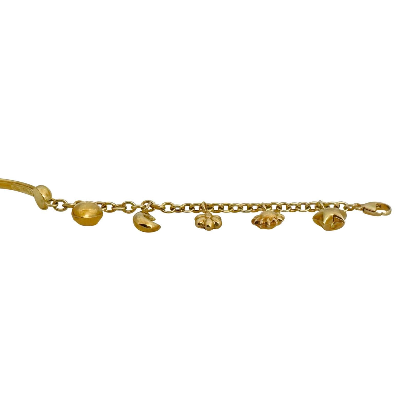 18 Karat Gelbgold Halbarmreif Halbkette Charm-Armband Italien 1