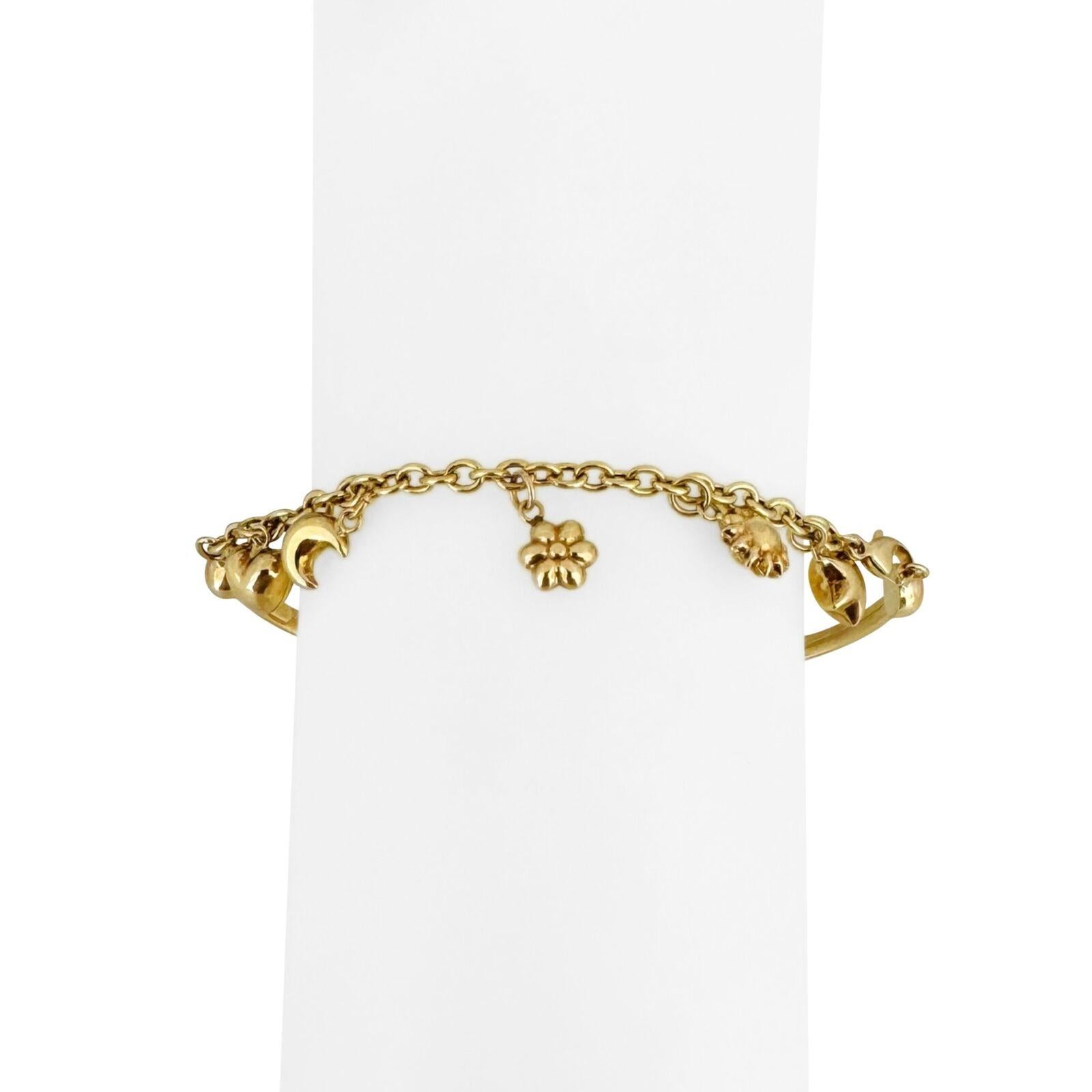 18 Karat Gelbgold Halbarmreif Halbkette Charm-Armband Italien 5