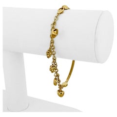 18 Karat Yellow Gold Half Bangle Half Chain Charm Bracelet Italy 