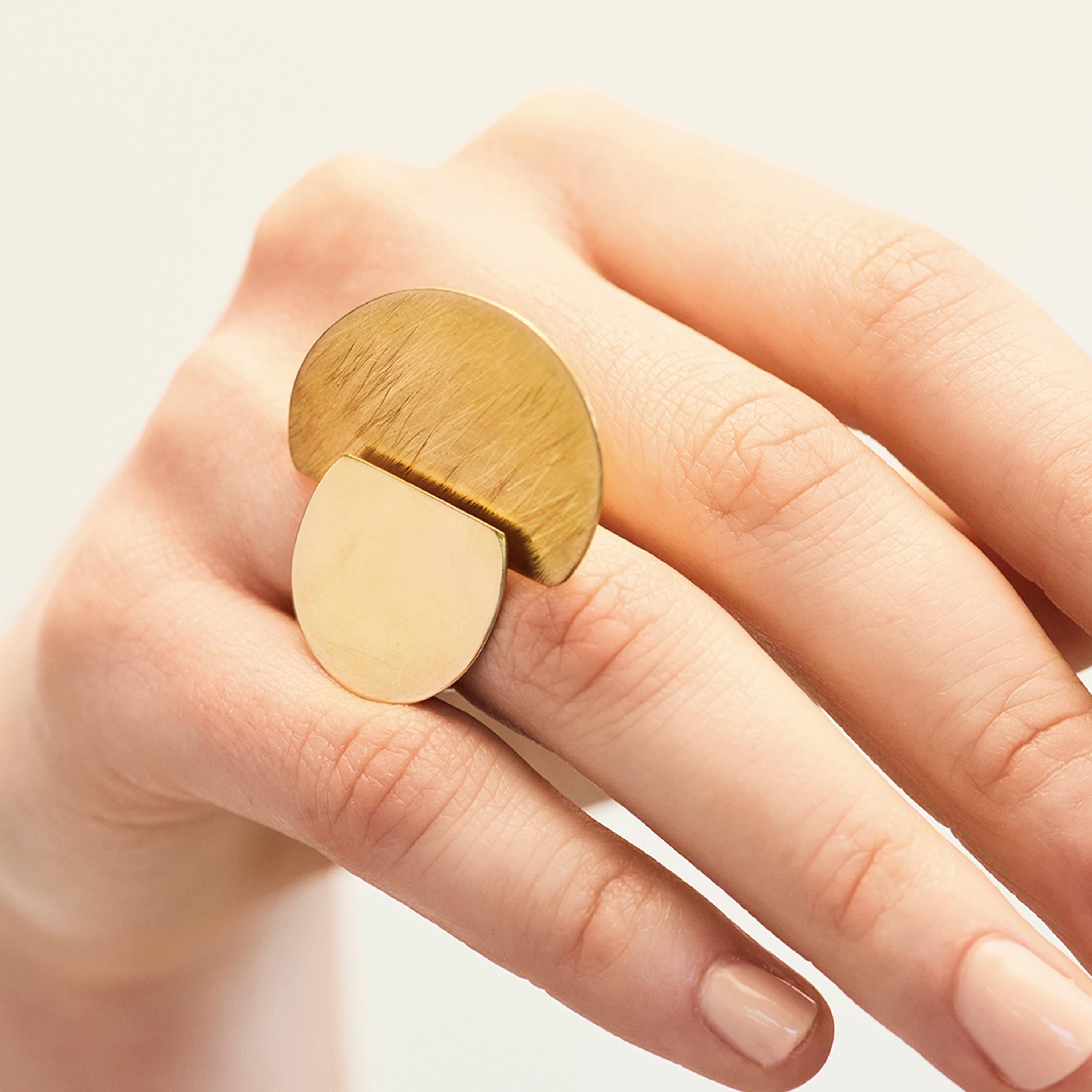 Catherine Le Gal’s Half Moon ring is created from 18 karat yellow gold. Its surface is matt with a delicate texture, complimenting the form of this piece. This ring is a size 56.  

Catherine Le Gal is interested in contrasts, jewels that are