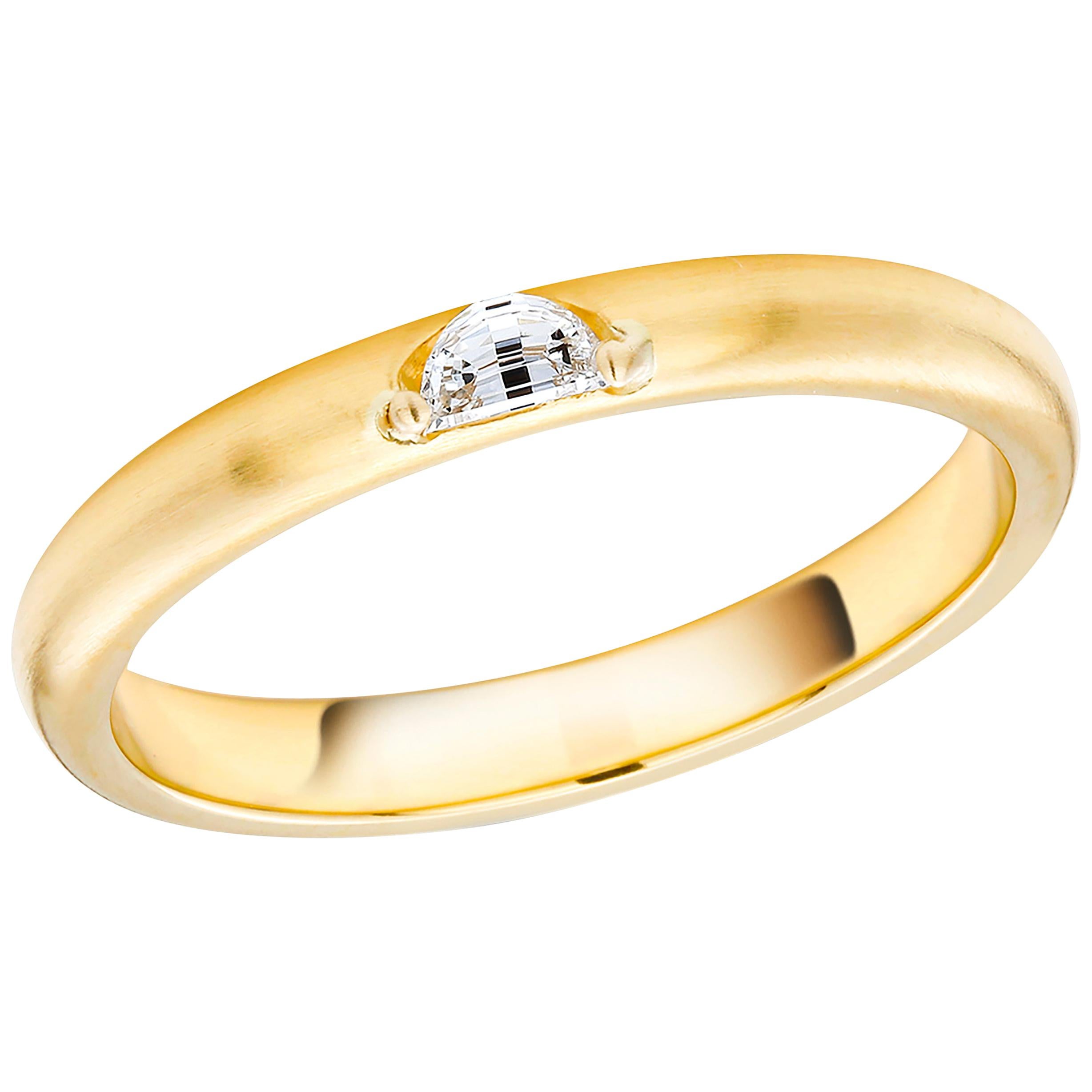 18 Karat Yellow Gold Half Moon Shape Diamond Band