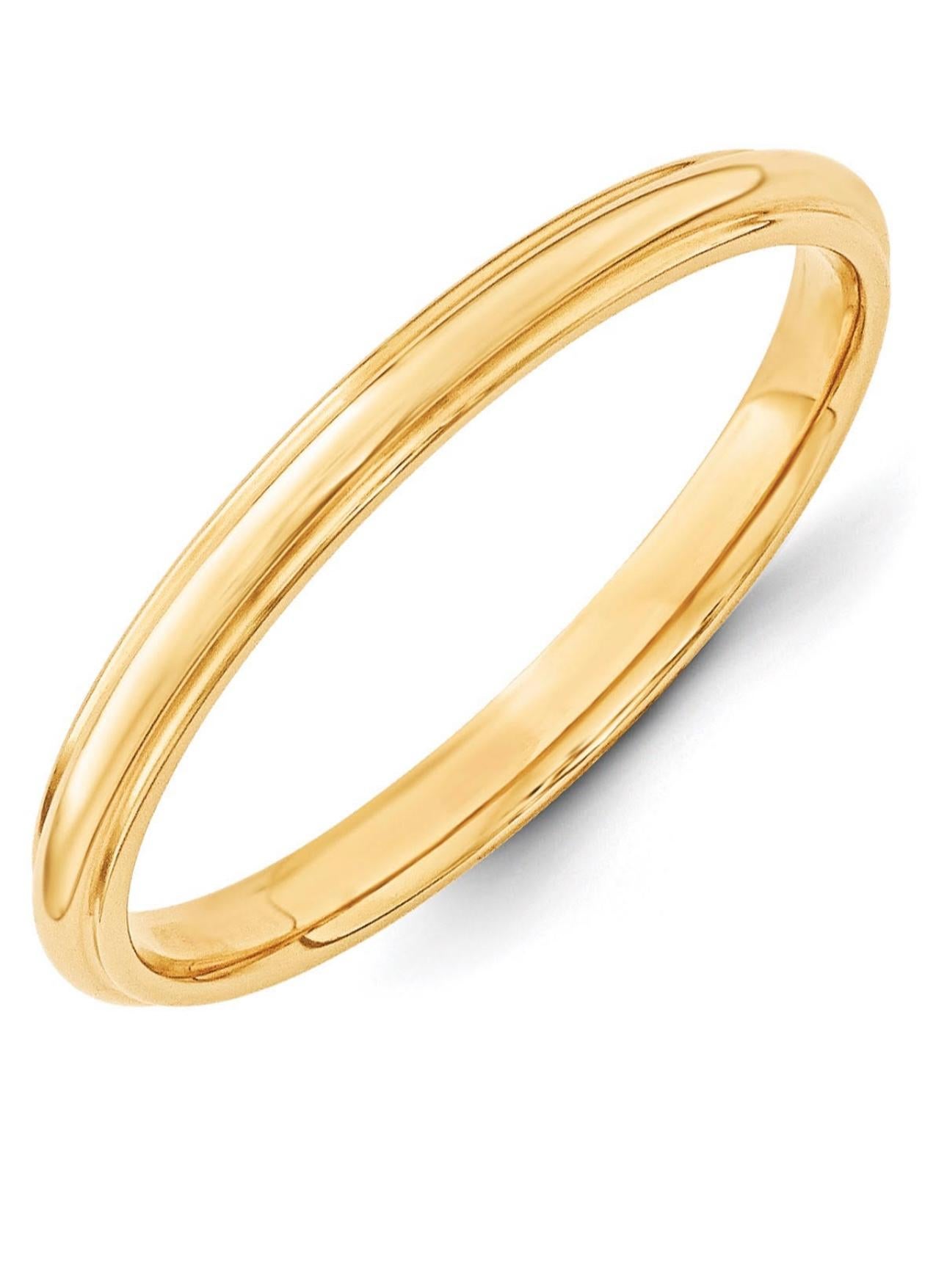 Women's or Men's 18 Karat Yellow Gold Half Round Classic Wedding Band Solid Ring, Briony Raymond For Sale