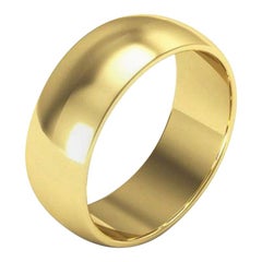 18 Karat Yellow Gold Half Round Classic Wide Wedding Band Solid Domed Ring