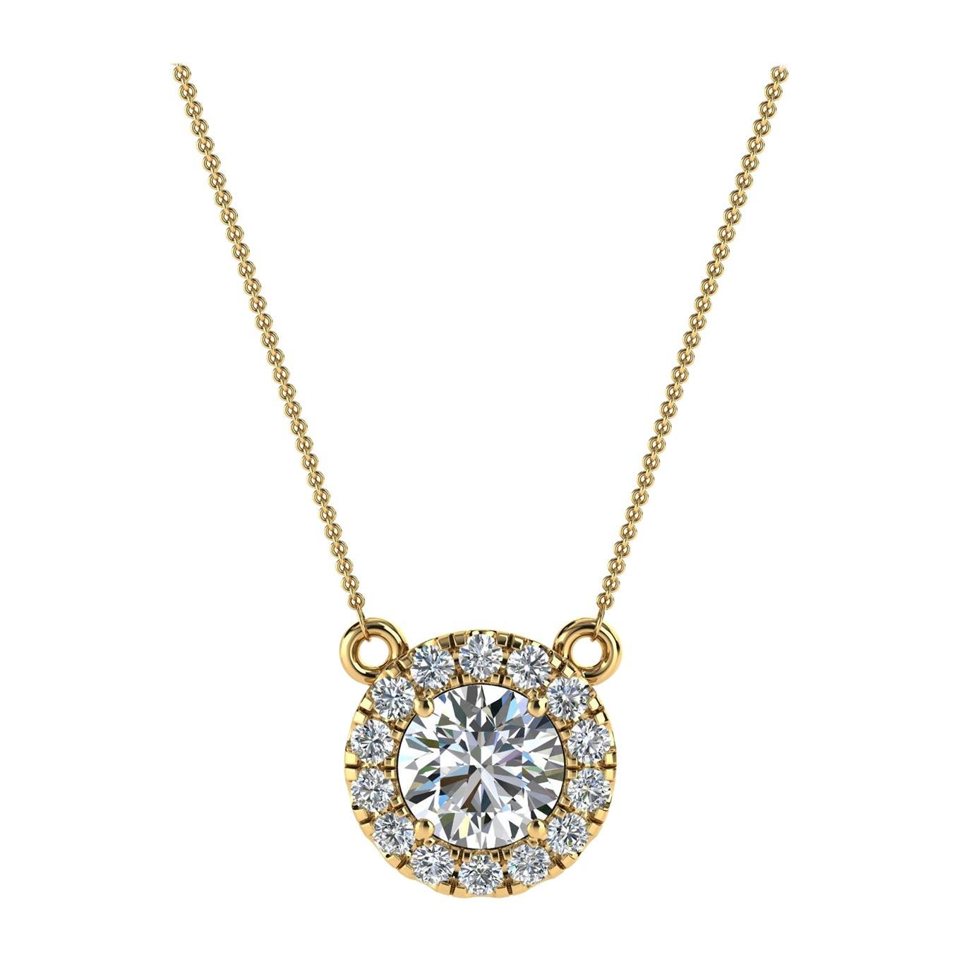 18 Karat Yellow Gold Halo Diamond Pendant '1/2 Carat' For Sale