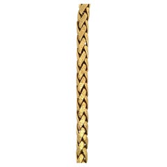 18 Karat Yellow Gold Hammered Braided Link Bracelet 54.5 Grams