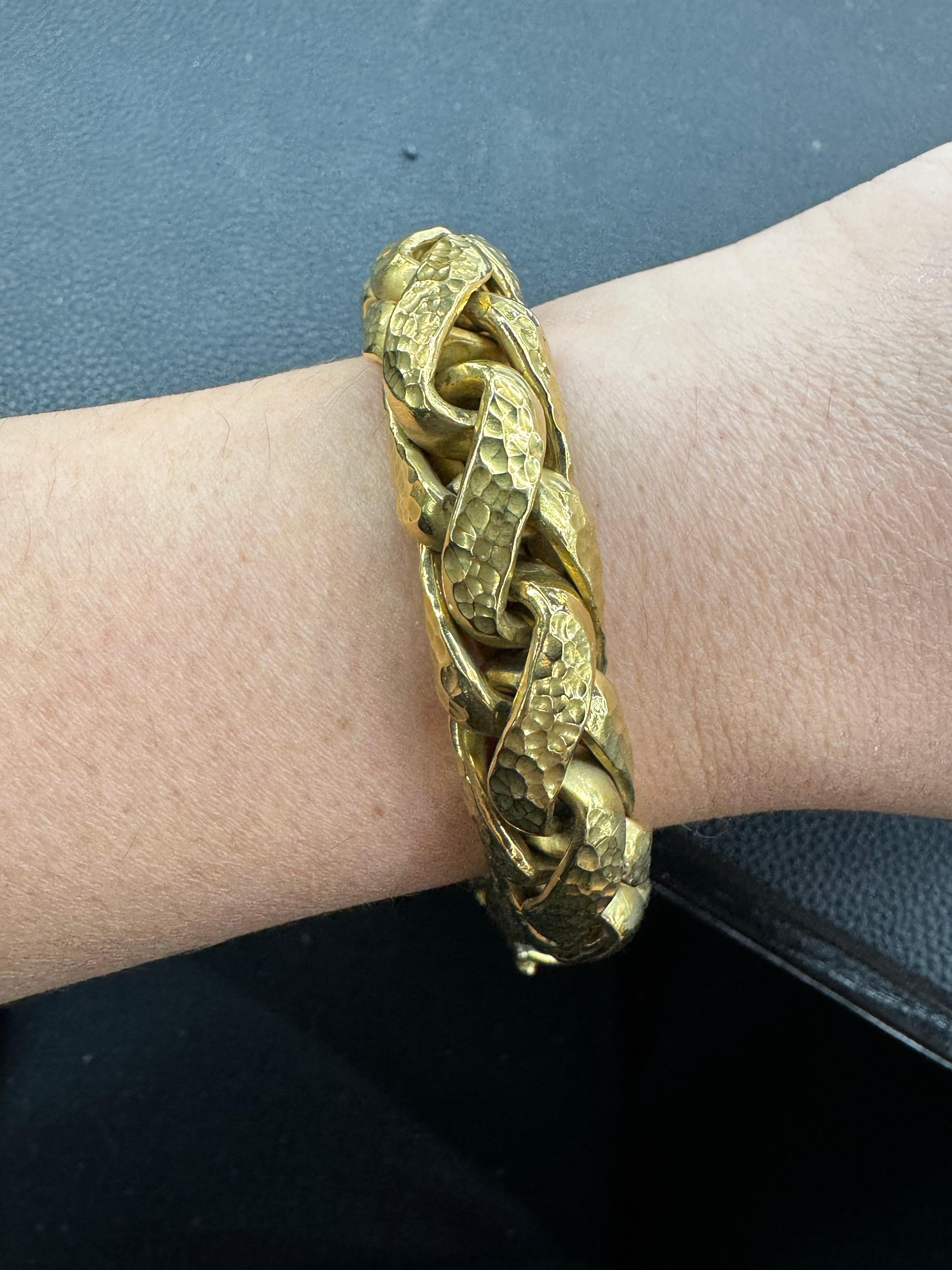 Contemporaneo Bracciale a maglie intrecciate in oro giallo 18 carati 54,5 grammi in vendita