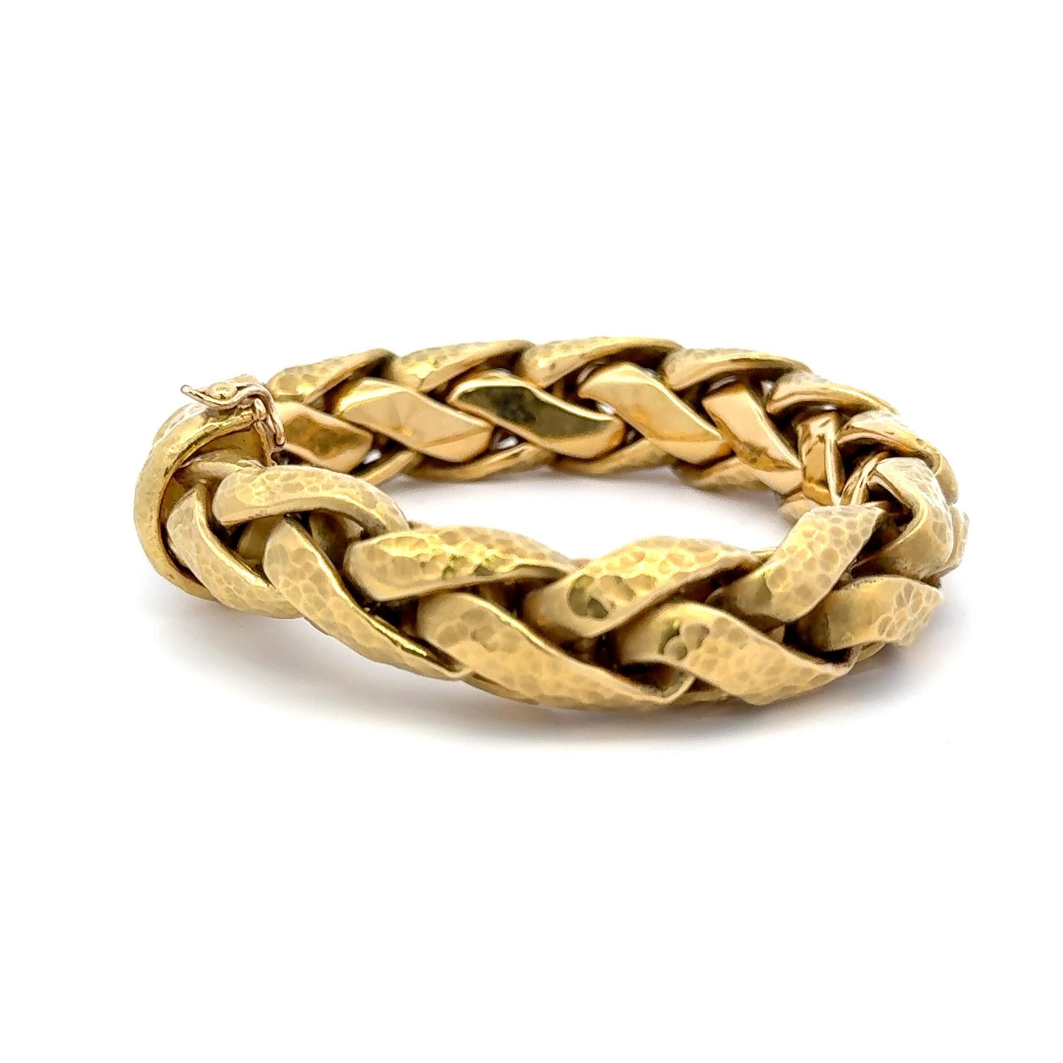 Bracciale a maglie intrecciate in oro giallo 18 carati 54,5 grammi In condizioni ottime in vendita a New York, NY