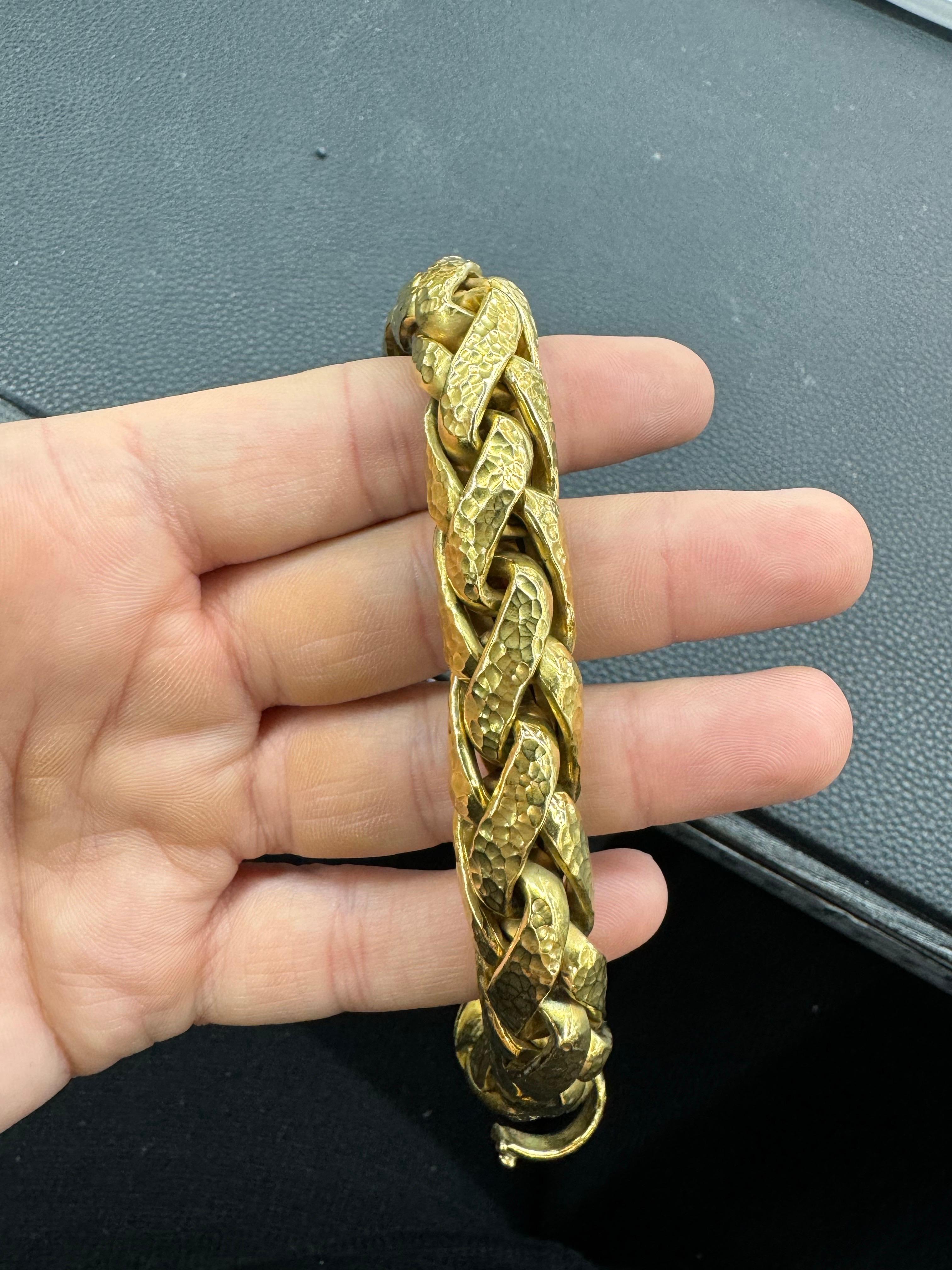 Bracciale a maglie intrecciate in oro giallo 18 carati 54,5 grammi in vendita 2
