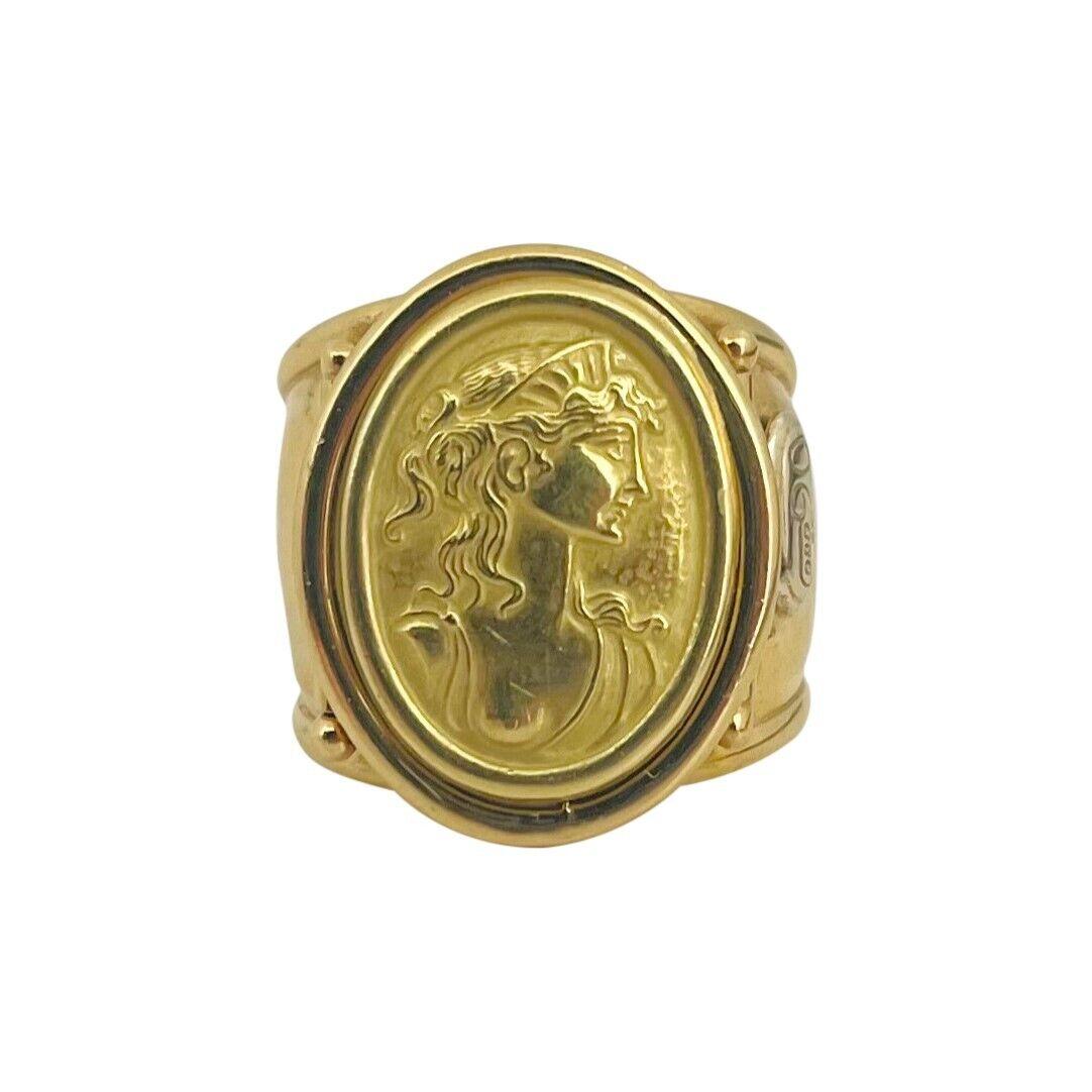 Zigarrenring aus 18 Karat Gelbgold mit gehämmertem Kamee, Italien im Zustand „Gut“ in Guilford, CT